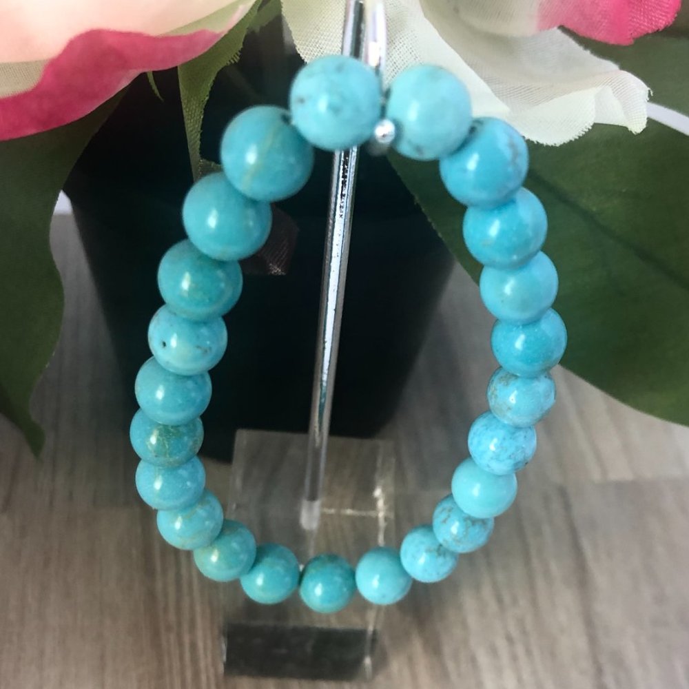 Turquoise Beaded Stretch Bracelet - Blue